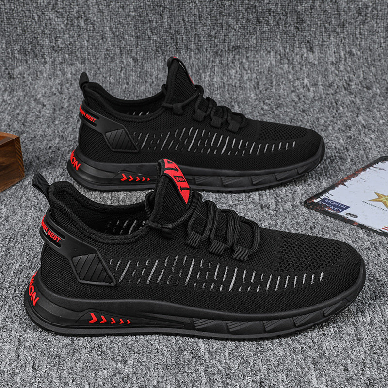 Flyknit Shoes, Spring Breathable Sneakers, Non-Slip Soft Sole, Versatile Men's Summer Thin Casual Mesh Shoes_voghion.com
