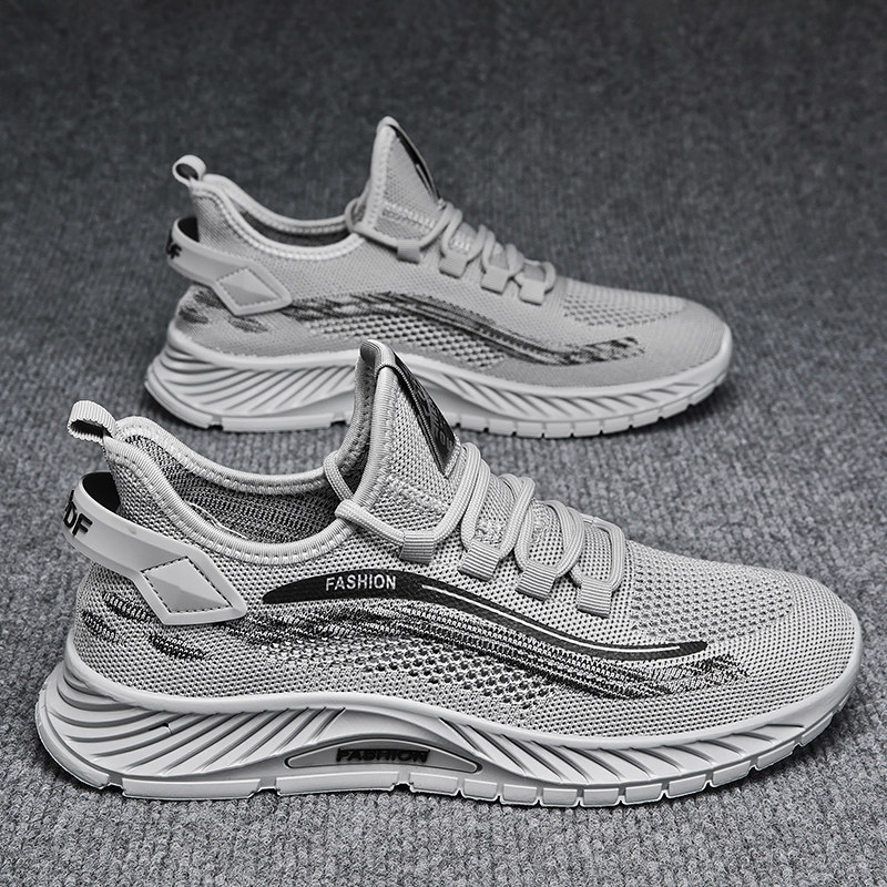 Flyknit Shoes, Spring Breathable Sneakers, Non-Slip Soft Sole, Versatile Men's Summer Thin Casual Mesh Shoes_voghion.com