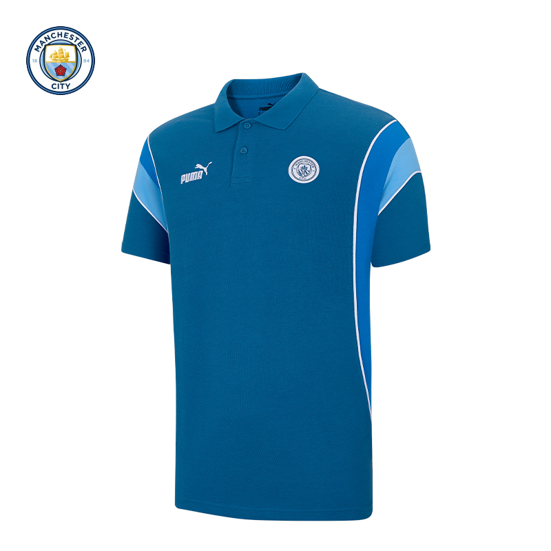 曼城polo衫短袖徽标男子