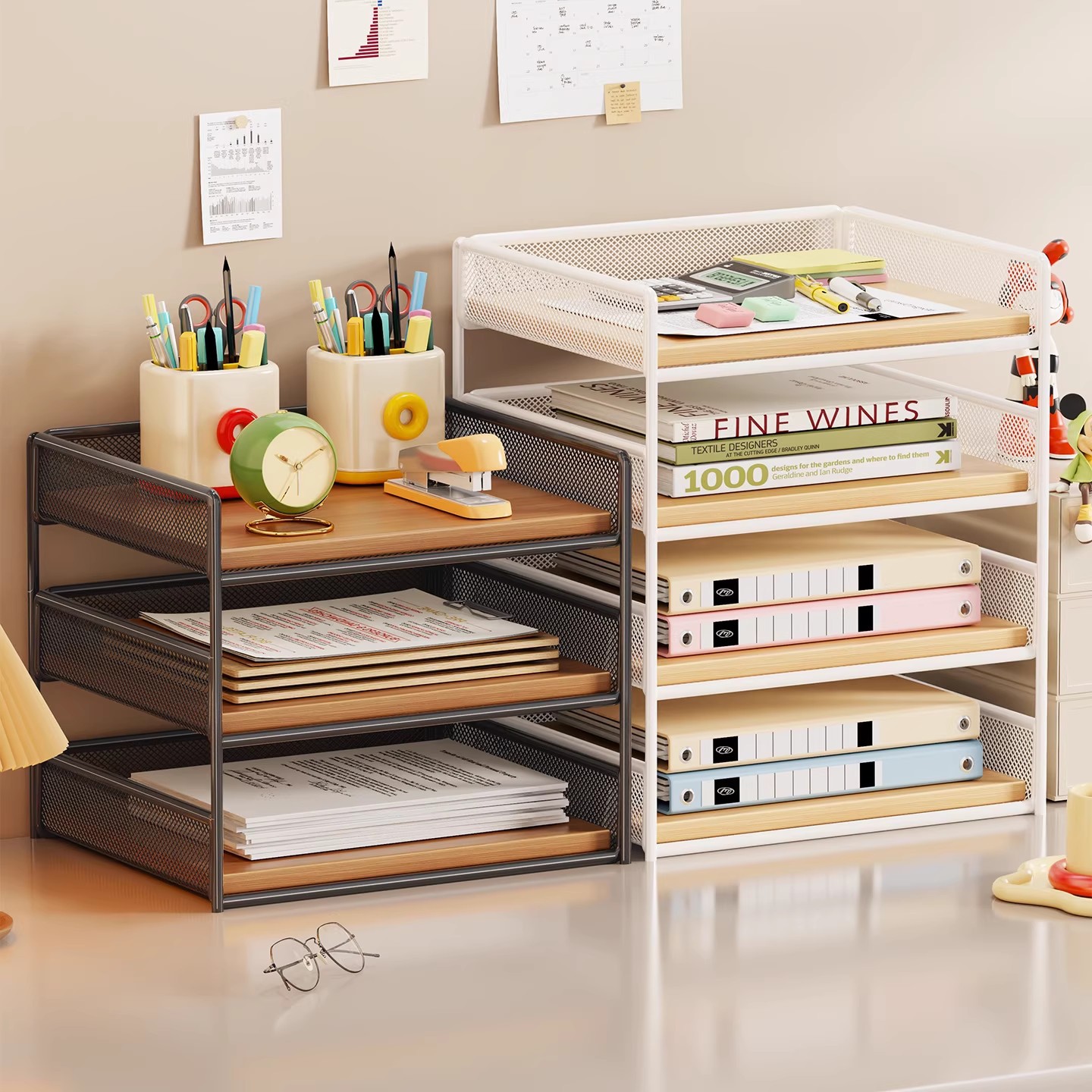 桌面文件架办公室桌上资料档案文件收纳架分层大容量办公桌置物架