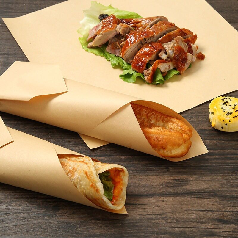 防油牛皮一次性食品月饼吸油纸汉堡纸手撕鸭包装纸中汉堡包装纸