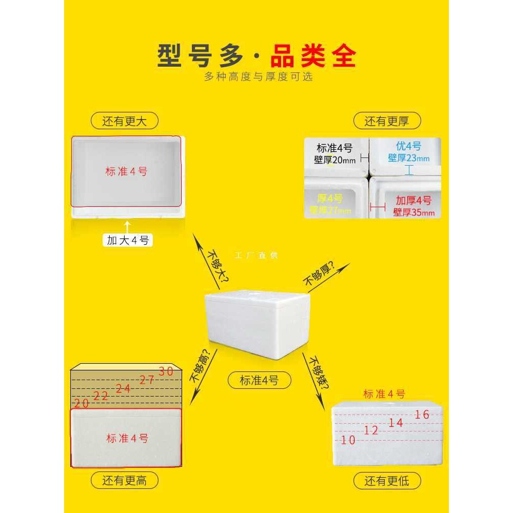 6E3X泡沫箱4号双卡口加厚夏季快递加强保温箱定 制高度高密度