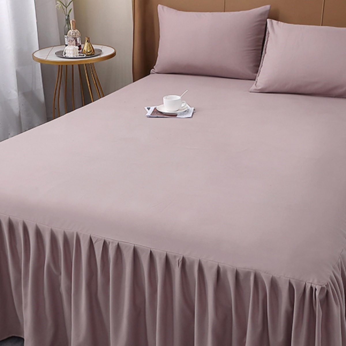 纯色简约床裙式床罩单件春夏季床围裙保护套防尘遮丑1.8x2.0m床套