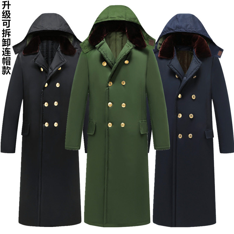 可拆棉帽军棉绿大大衣男女款冬季军迷大衣/棉大衣