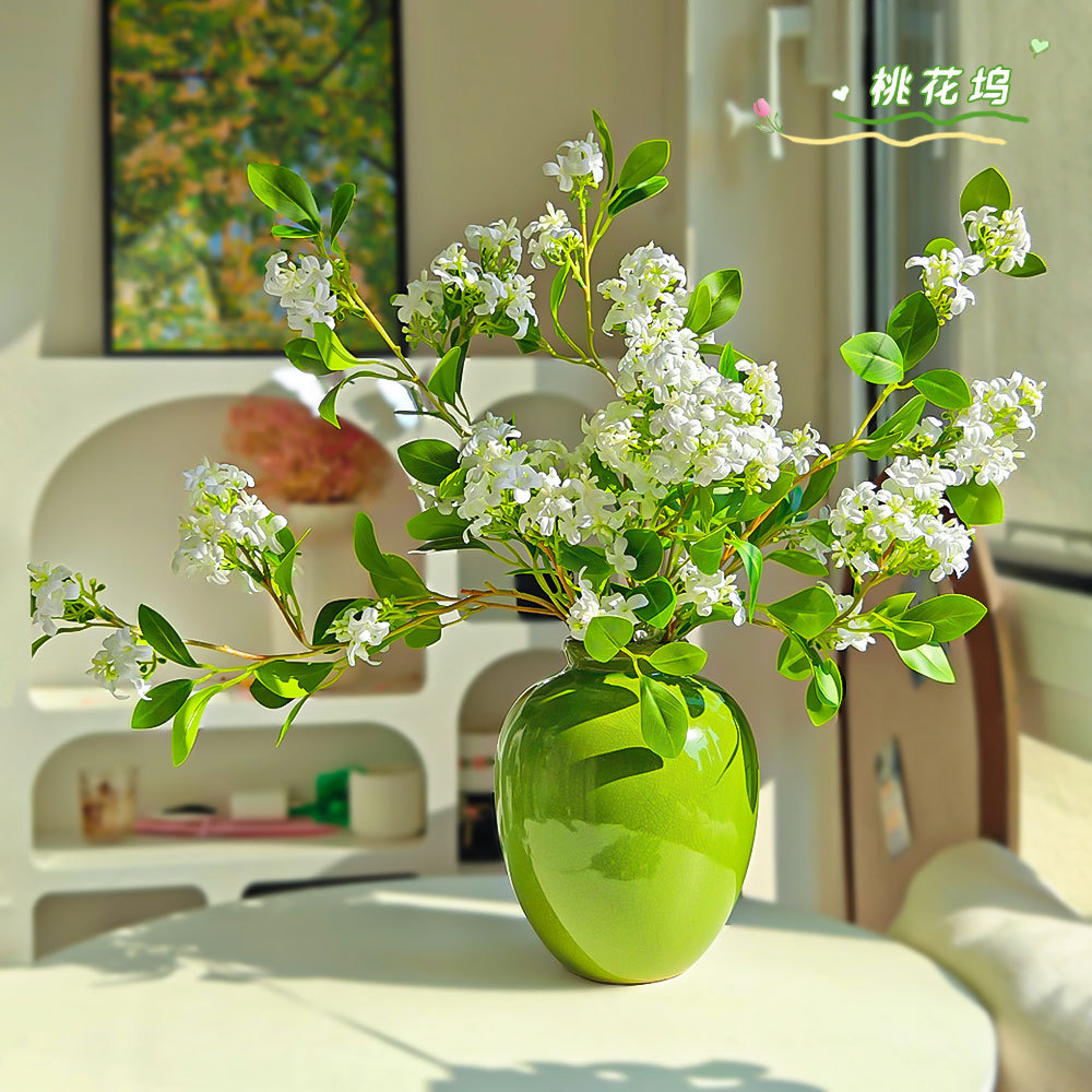 千里香仿真花丁香花摆件插花客厅家居装饰电视柜摆花假花绢花摆件