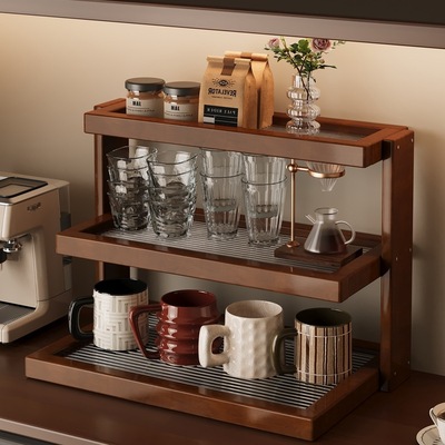 桌面杯架亚克力中古置物架多层餐桌台面杯架子咖啡店转角收纳展示