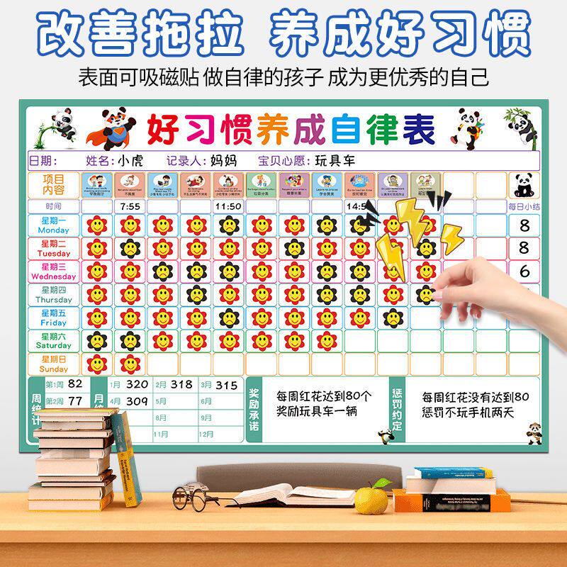 儿童成长自律表幼儿园时间安排行为计划表奖励好习惯养成鼓励墙贴