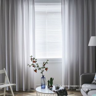 月珑纱浅灰色纱帘天丝绒半透光不透人沙帘灰色窗帘雪纺纱纱窗窗纱