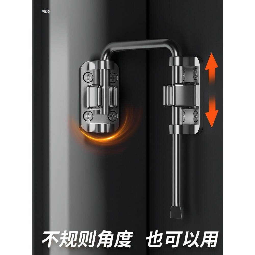 插销门锁卡扣门拴固定搭扣不锈钢移门门闩免打孔度直角厕所简易
