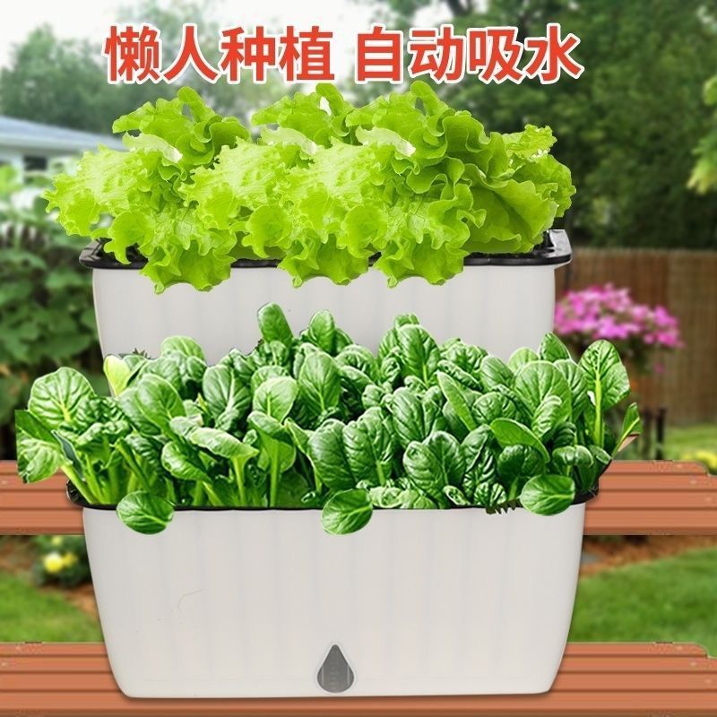 阳台种菜盆自动吸水专用加大加厚长方形长条箱塑料花盆
