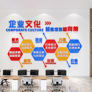 公司企业文化立体墙贴大厅入户形象墙面装饰励志标语贴纸布置自粘