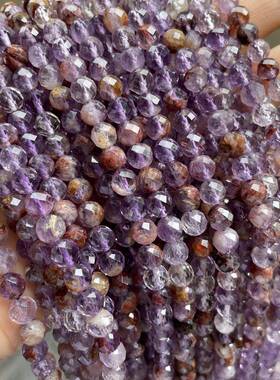 跨境紫灵天然天然紫幽散珠幽切面合圆珠饰品配件紫色水晶半品成串