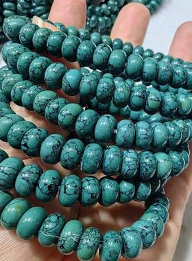 绿片松127石黑松算盘隔珠单圈手串diy线文玩隔珠散珠成人手链