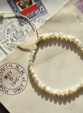 7a猫眼白蝶贝珠子手串夏日