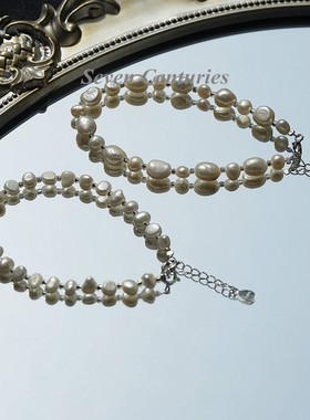 巴洛克真珍珠碎银子手链闺蜜