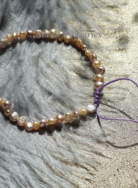 lolita糖果粉紫色小珍珠手链女孩