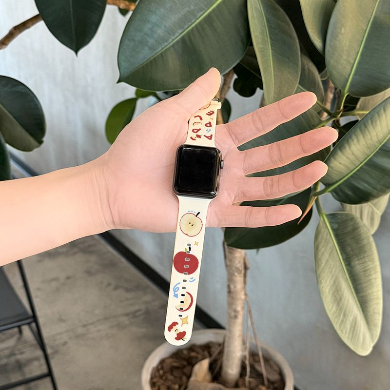 1521新款AppleWatchs10表带苹果987654代SE款硅胶亲肤个性水果印