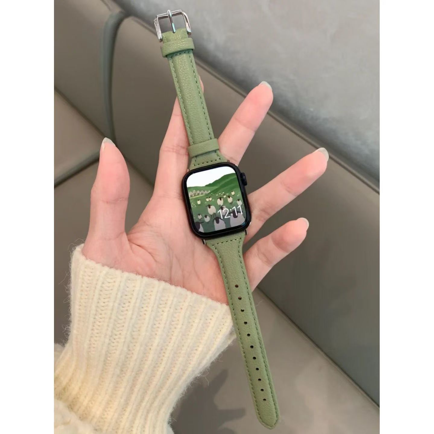 适用小米9pro表带8pro小蛮腰ins红米watch4/5手腕带真皮质手表带