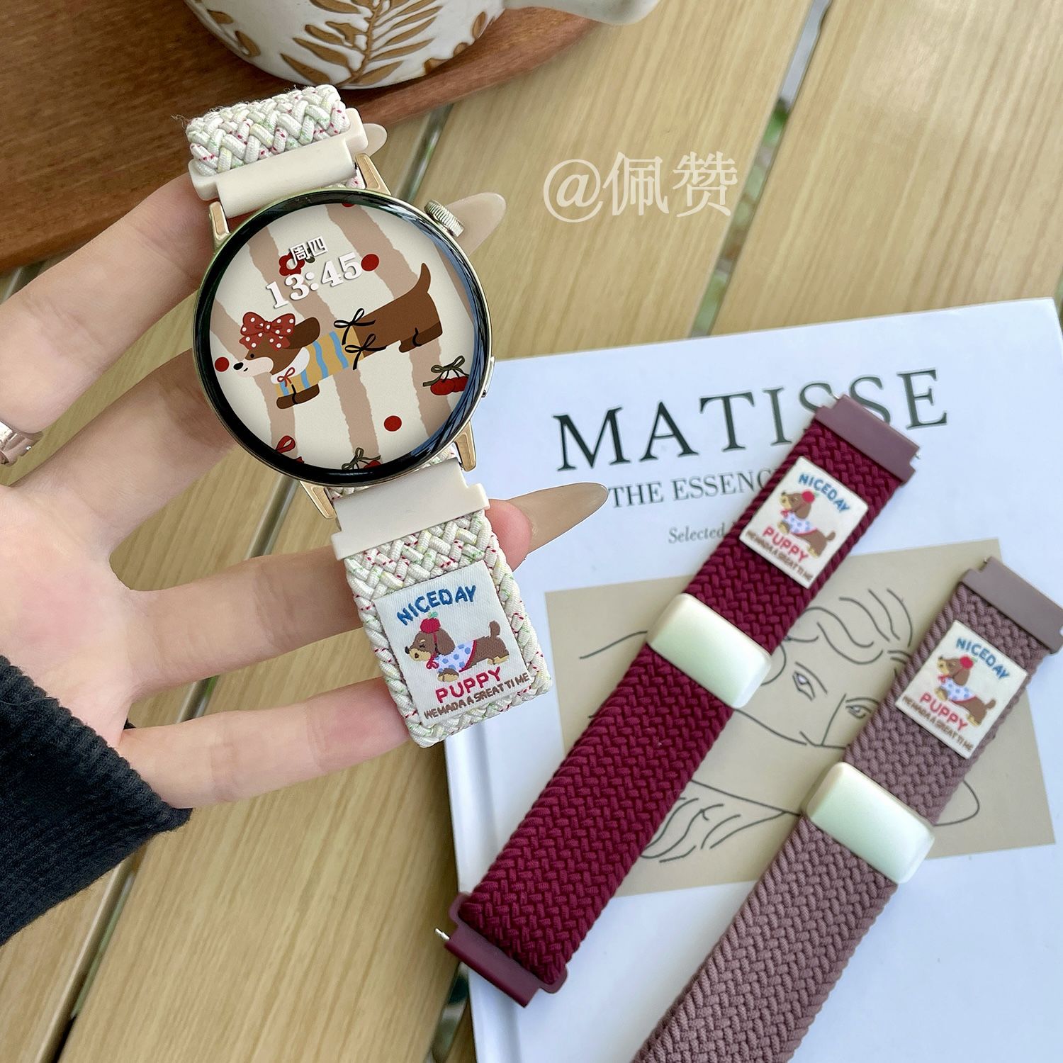 腊肠小狗GT5华为GT4手表表带磁吸GT3pro编织尼龙watch4适用于46mm
