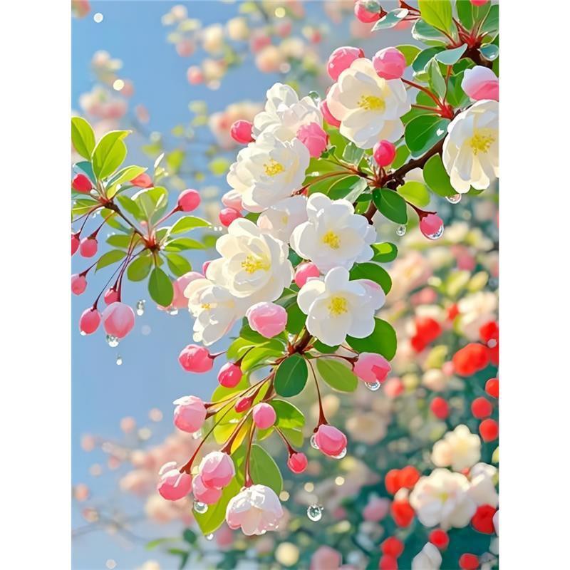 治愈清新海棠花自粘墙贴客厅卧室餐厅宿舍网红背景装饰画贴纸壁画