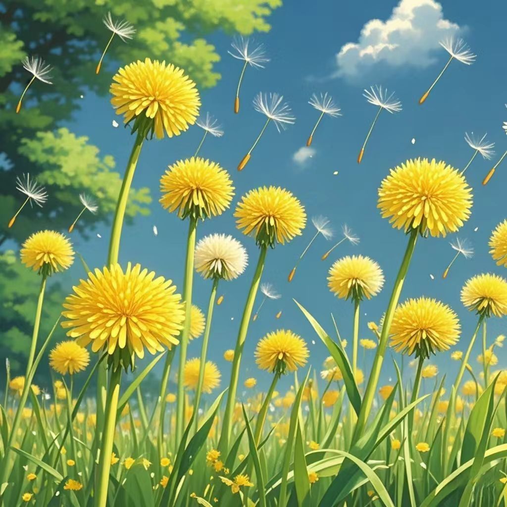 自由飞舞唯美蒲公英春天风景自粘墙贴纸卧室宿舍儿童房贴纸装饰画