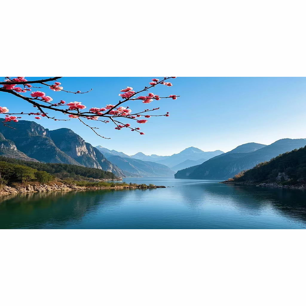 山水风景画瀑布流水生财自粘墙贴画客厅沙发背景墙书房茶室装饰画