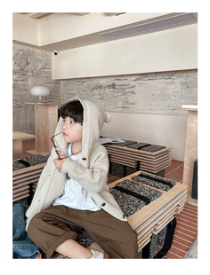 儿童春秋拉链毛衣连帽外套韩版洋气男宝新款婴儿开衫针织保暖上衣