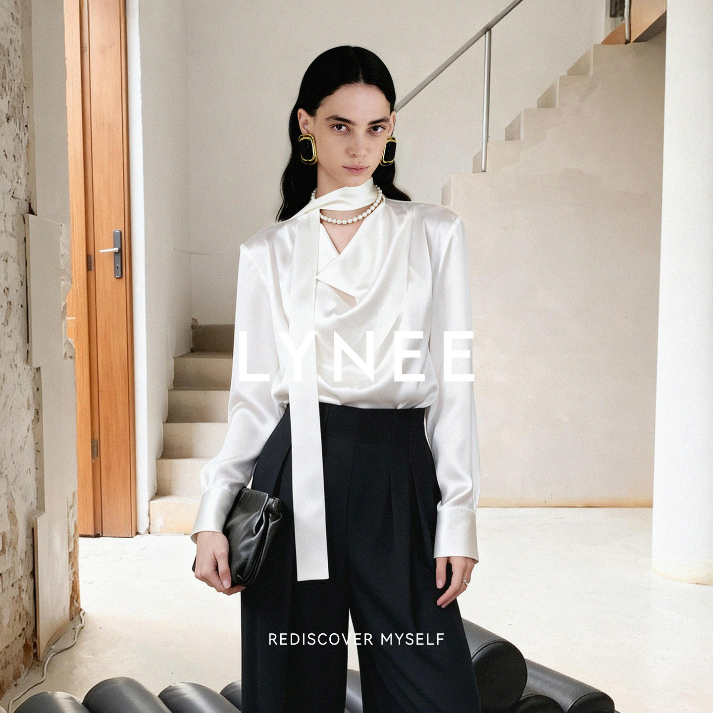 LYNEE【黑标檀韵】砂洗真丝衬衫女2026年新款16MM桑蚕丝飘带上衣