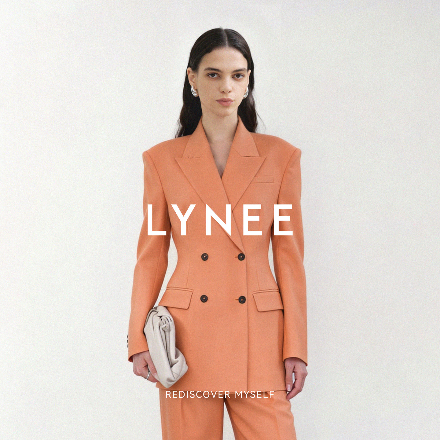 LYNEE【金标 诺丁山】意大利进口面料 橙色沙漏双排扣西装外套女