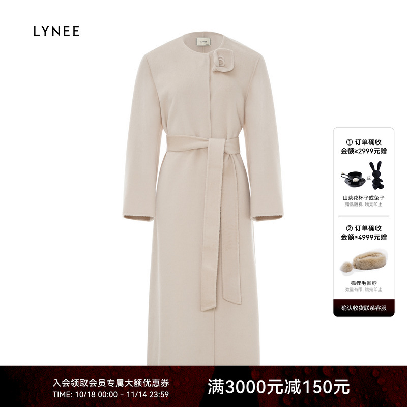 双11·LYNEE 饰花朵双面呢大衣LGD2EAW134