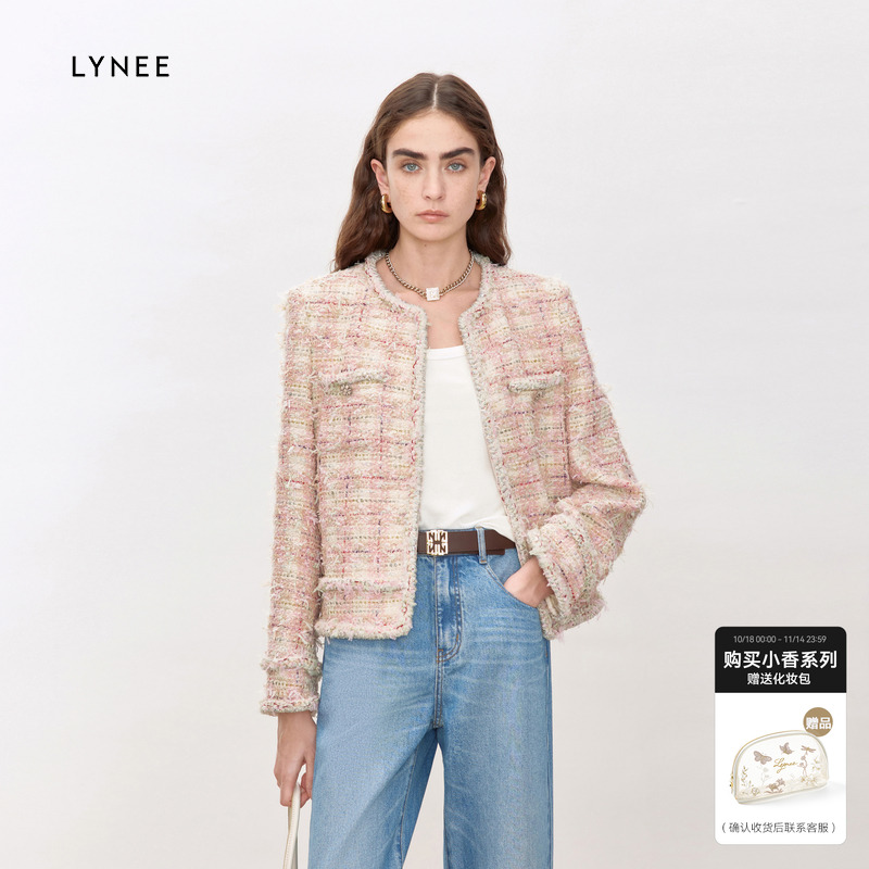 双11·LYNEE 进口花纱白日烟火时尚重工小香风直身轻奢短外套女