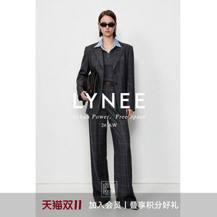 LYNEE【黑标】老钱高智格子羊毛西装套装女2026秋西装/马甲/西裤