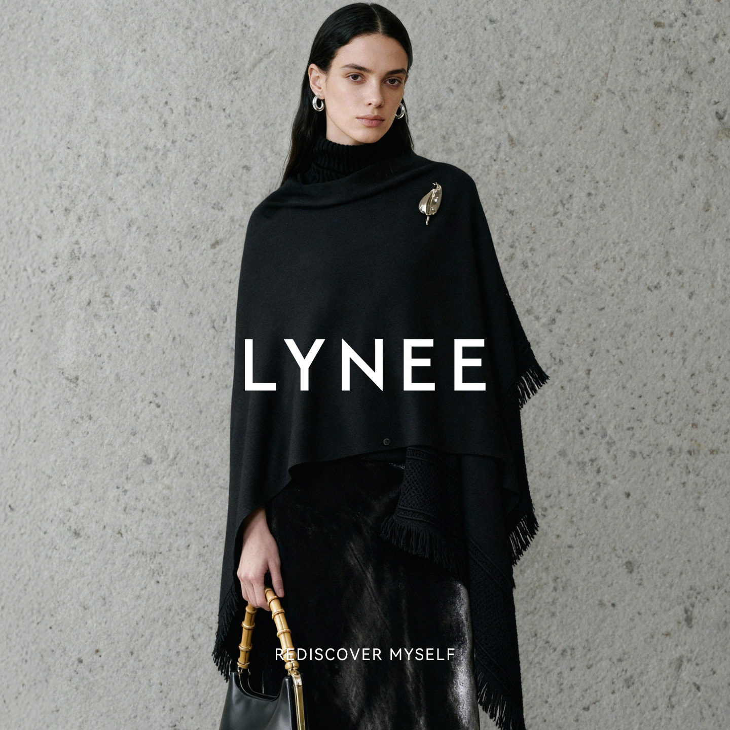 LYNEE【漫游者】流苏边针织披肩开衫羊毛混纺慵懒风一衣多穿外套 - 封面