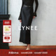 LYNEE 百搭v字腰下摆开叉裙子 新款 郁金香 收腰直筒半身裙女秋季
