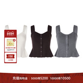 复古方领针织背心女2025秋新款 LYNEE 小蛮腰 收腰显瘦内搭上衣