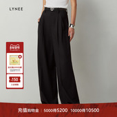 宽松长裤 LYNEE 女百搭通勤西装 裤 2025年新款 抗皱垂感黑色直筒裤