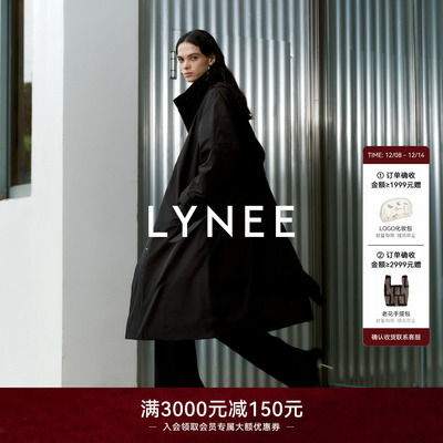 LYNEE【无界】黑标系列 白鹅绒立领长款羽绒服女黑色保暖洋气外套
