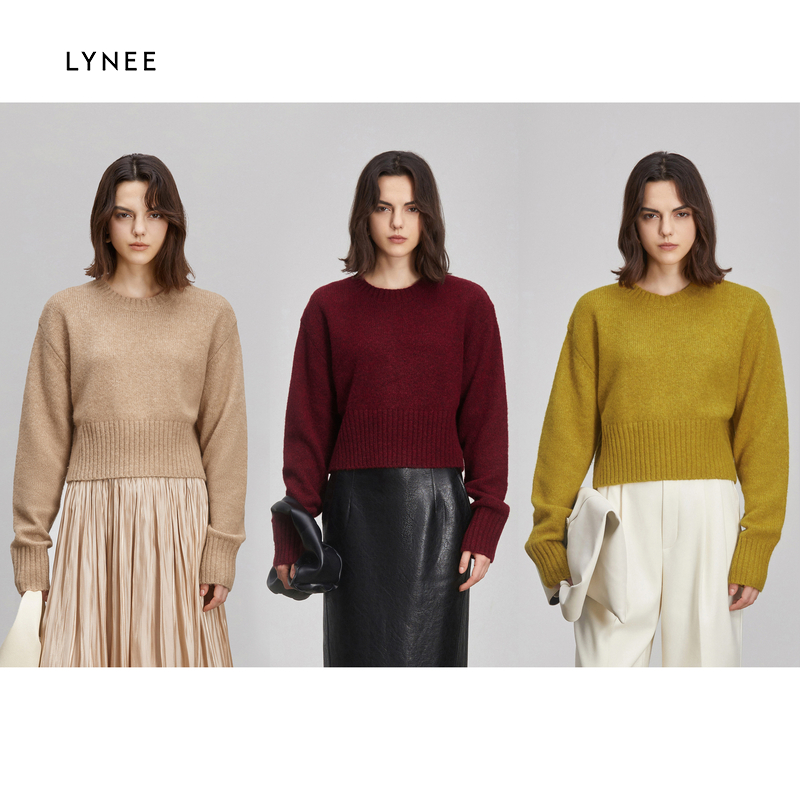 LYNEE茧型短款套头针织上衣女