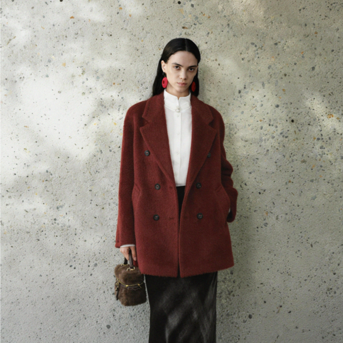 LYNEE【黑标 泰迪801】秘鲁进口面料一手长801苏力羊驼毛短款大衣