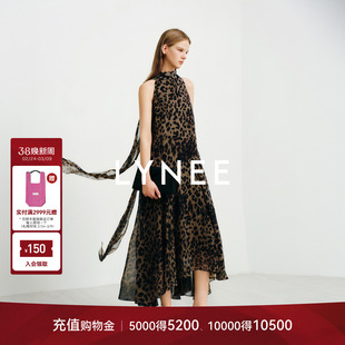 LYNEE x TORIL【都市游牧】飘带豹纹连衣裙女中长款无袖气质裙子