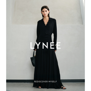 LYNEE x TORIL【云舒】围裹假两件连衣裙 蕾丝拼接缝制针织长裙