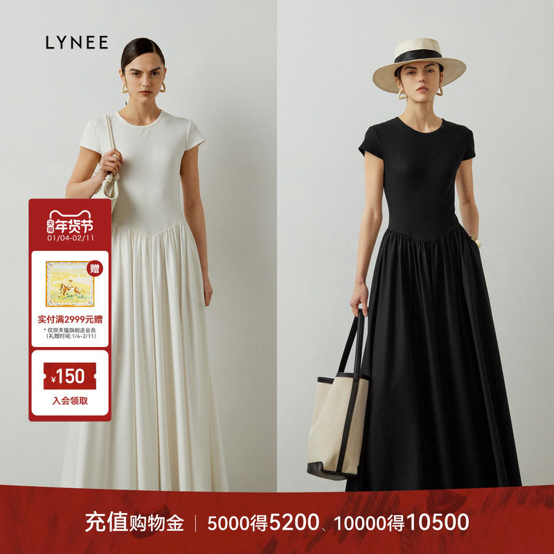 【福利】LYNEE法式圆领连衣裙女赫本风显瘦抗皱大摆长裙,女装/女士精品,连衣裙,淘宝优惠券,粉丝福利购,淘宝优惠卷