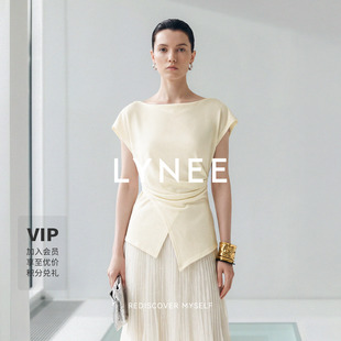 LYNEE【茶歇叠羽】收腰显瘦短袖上衣女夏季小众设计感针织衫小衫