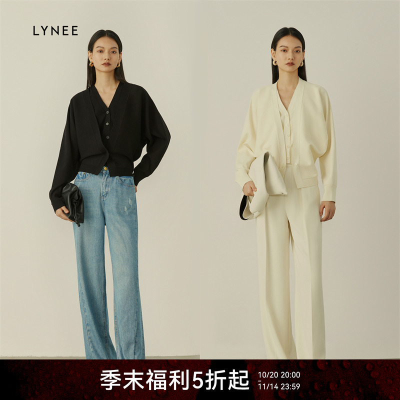LYNEE针织连衣裙V领上衣套装女