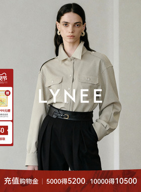 LYNEE【都市猎装】复古风立领贴袋肩章设计工装衬衫 女秋季外套