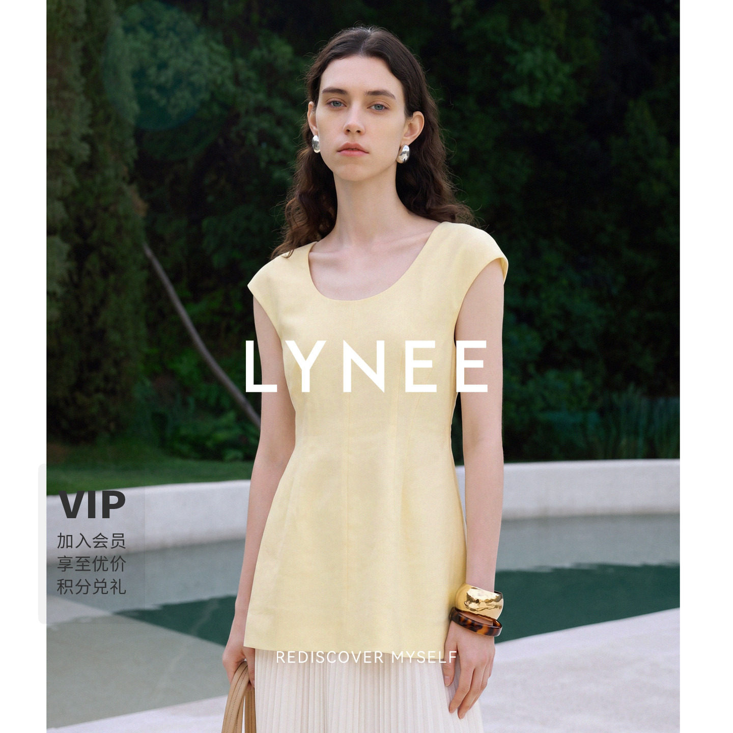 LYNEE夏季亚麻无袖显瘦背心女图片