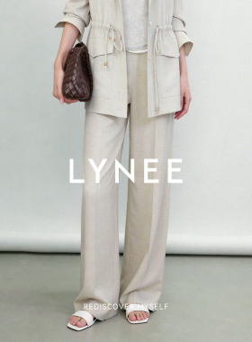 LYNEE【黑标 都市暮野】醋酸混纺花纱麻感直筒裤松弛感休闲裤长裤