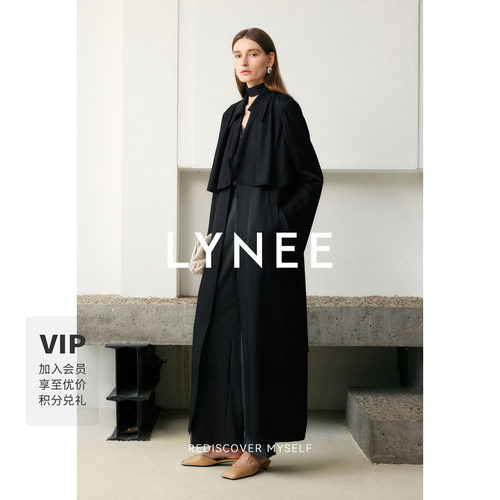 LYNEE【夜曲】2026年新款醋酸羊毛混纺风衣外套女中长款气质外套