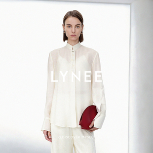 LYNEE 国风重工钉珠立领衬衫 新中式 莱赛尔百搭通勤上衣 铃安至