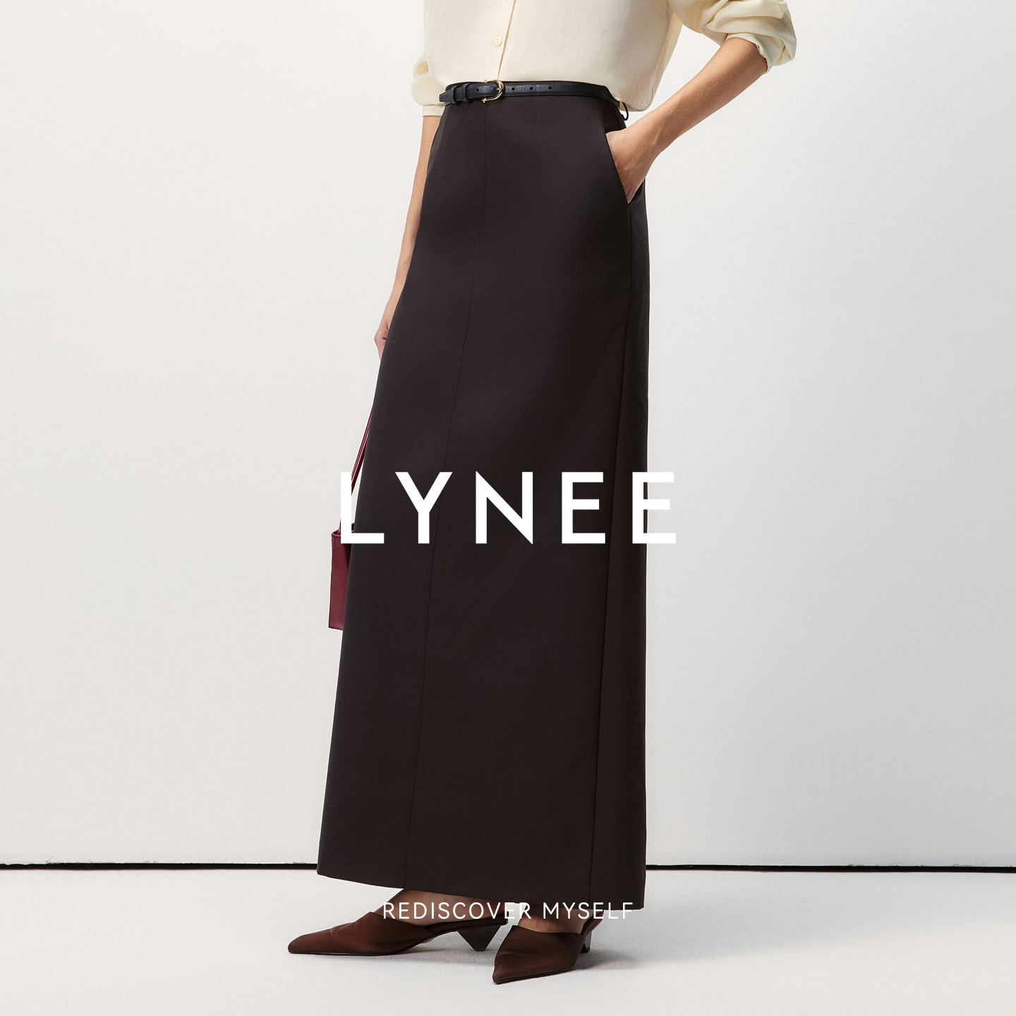 LYNEE【摩卡长诗】精纺羊毛直筒半身裙女2025秋冬新款高级感长裙